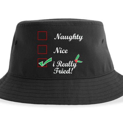 Naughty Nice I Really Tried Checklist Sustainable Bucket Hat