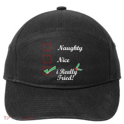 Naughty Nice I Really Tried Checklist 7-Panel Snapback Hat