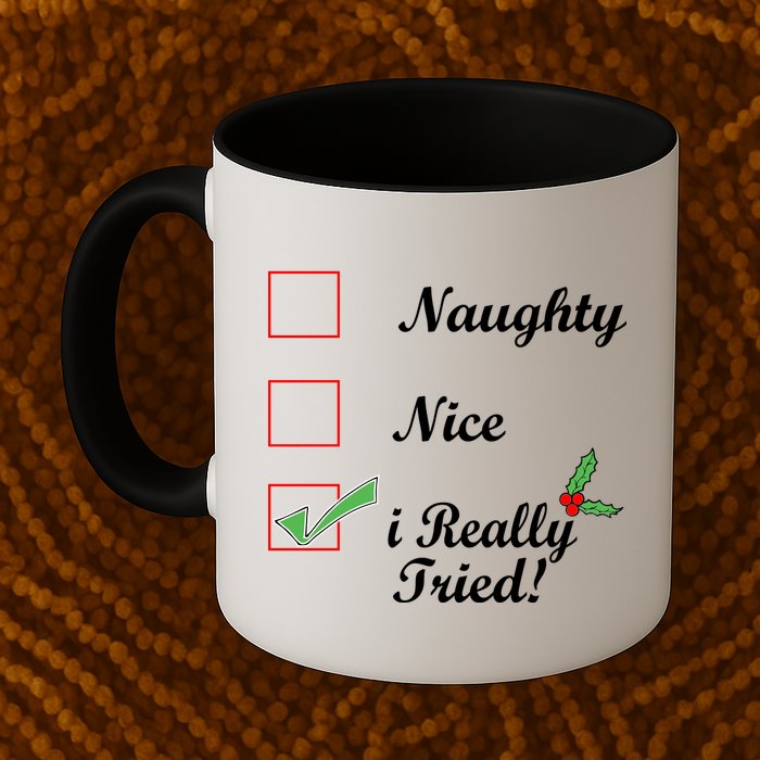 Naughty Nice I Really Tried Checklist Mug