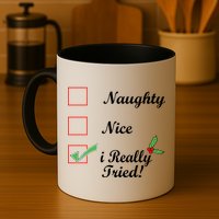 Naughty Nice I Really Tried Checklist Mug