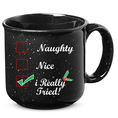 Naughty Nice I Really Tried Checklist 15oz Campfire Ceramic Mug