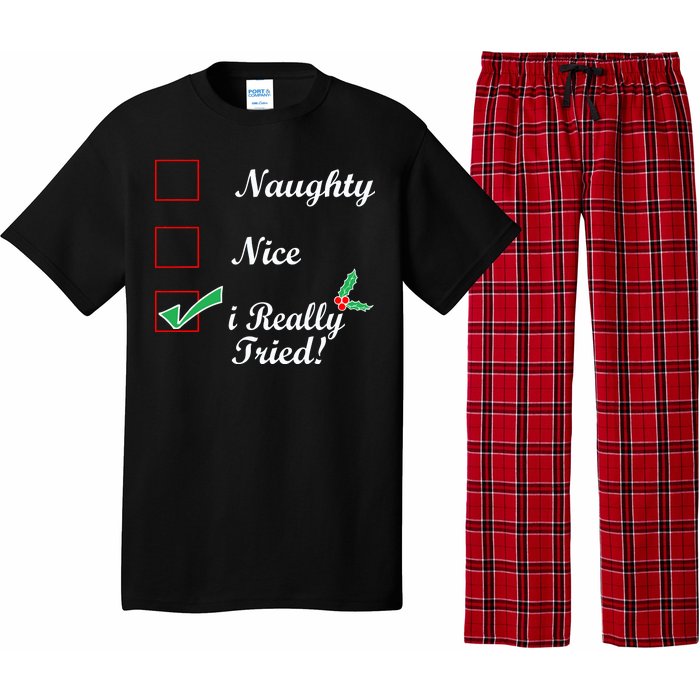 Naughty Nice I Really Tried Checklist Pajama Set