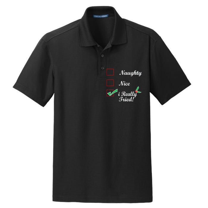 Naughty Nice I Really Tried Checklist Dry Zone Grid Polo