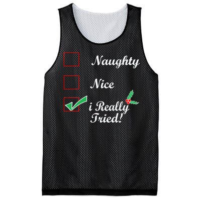 Naughty Nice I Really Tried Checklist Mesh Reversible Basketball Jersey Tank