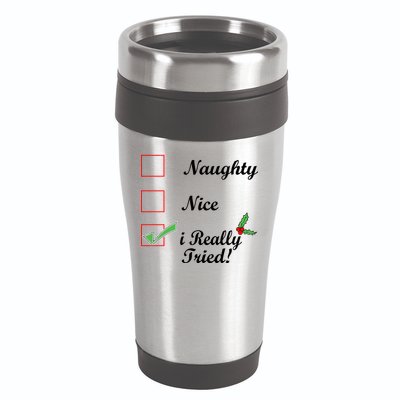 Naughty Nice I Really Tried Checklist 16oz Travel Tumbler