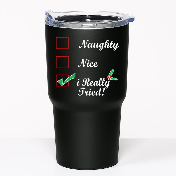 Naughty Nice I Really Tried Checklist Tumbler