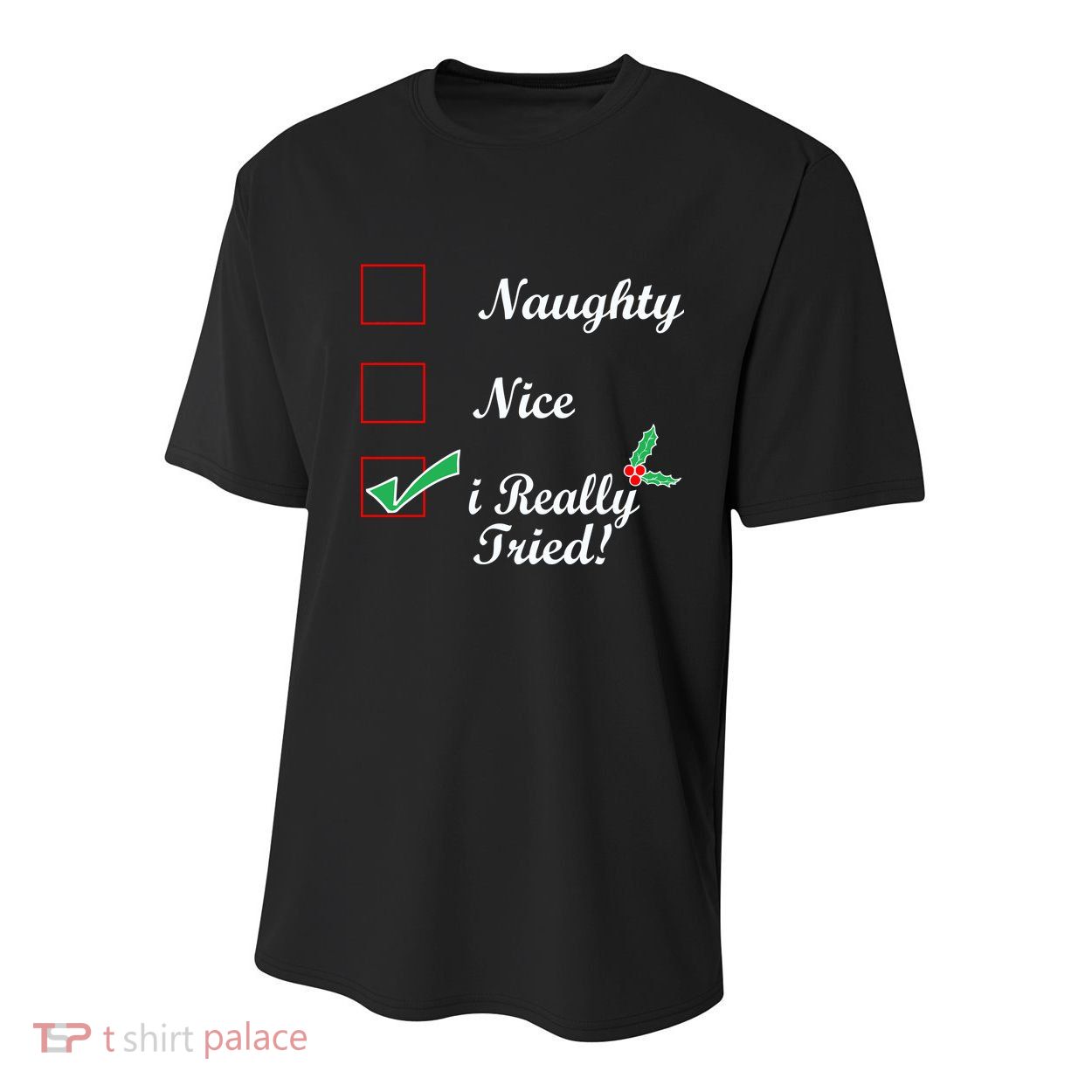 Naughty Nice I Really Tried Checklist Youth Performance Sprint T-Shirt