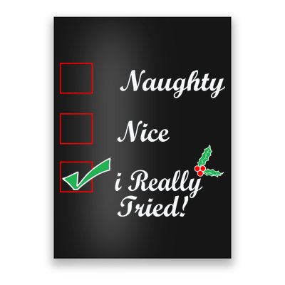 Naughty Nice I Really Tried Checklist Poster