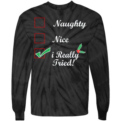 Naughty Nice I Really Tried Checklist Tie-Dye Long Sleeve Shirt