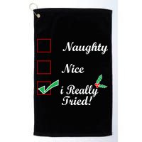 Naughty Nice I Really Tried Checklist Golf Towel