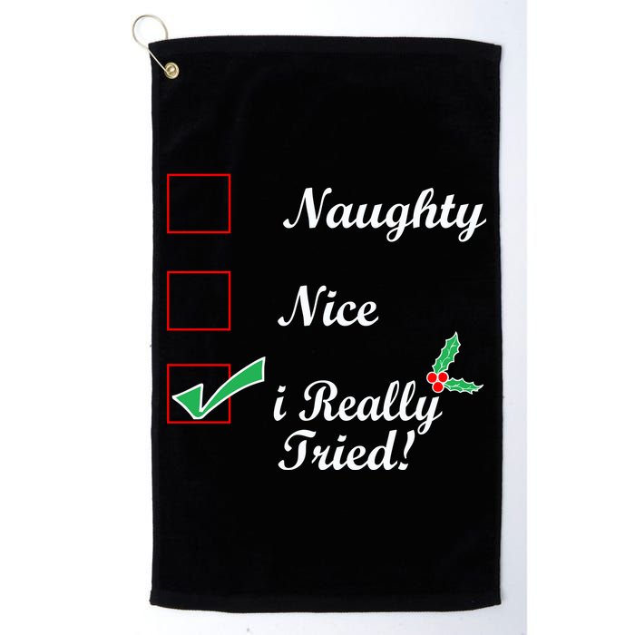 Naughty Nice I Really Tried Checklist Golf Towel
