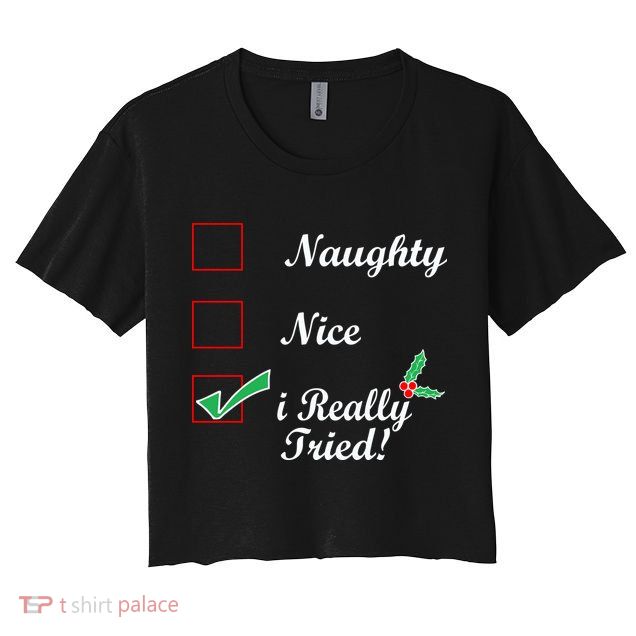 Naughty Nice I Really Tried Checklist Crop Top