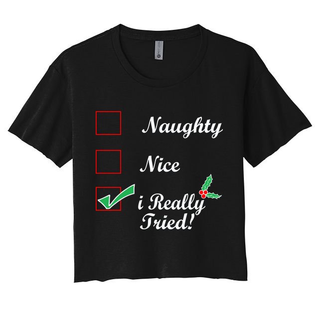 Naughty Nice I Really Tried Checklist Crop Top