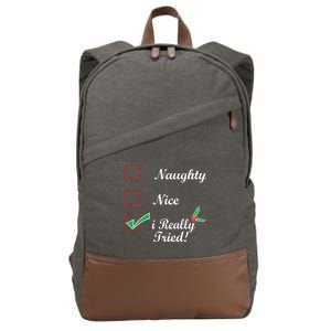 Naughty Nice I Really Tried Checklist Cotton Canvas Backpack