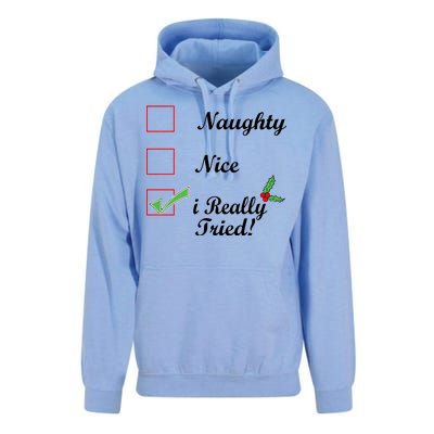 Naughty Nice I Really Tried Checklist Unisex Surf Hoodie