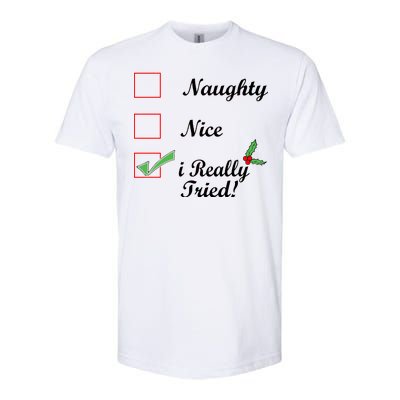 Naughty Nice I Really Tried Checklist Softstyle® CVC T-Shirt