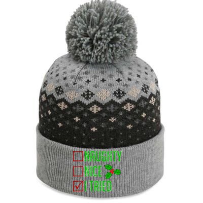 Naughty Nice I Tried Christmas The Baniff Cuffed Pom Beanie