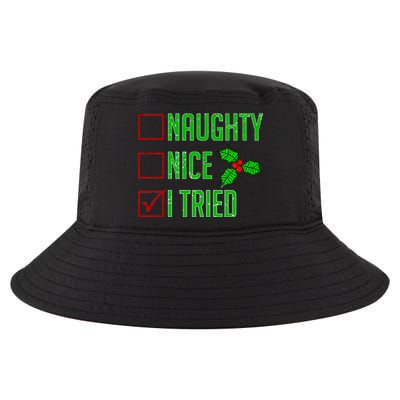 Naughty Nice I Tried Christmas Cool Comfort Performance Bucket Hat