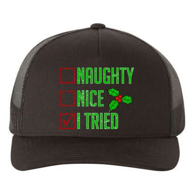 Naughty Nice I Tried Christmas Yupoong Adult 5-Panel Trucker Hat