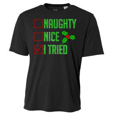 Naughty Nice I Tried Christmas Cooling Performance Crew T-Shirt