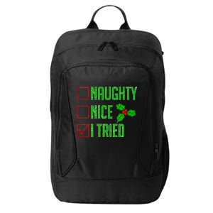 Naughty Nice I Tried Christmas City Backpack