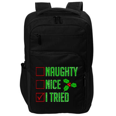 Naughty Nice I Tried Christmas Impact Tech Backpack