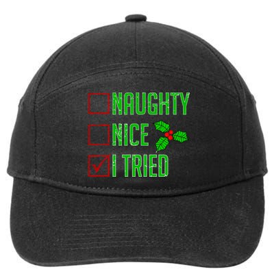 Naughty Nice I Tried Christmas 7-Panel Snapback Hat