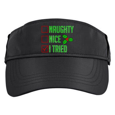 Naughty Nice I Tried Christmas Adult Drive Performance Visor