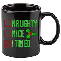 Naughty Nice I Tried Christmas 11oz C Handle Ceramic Mug