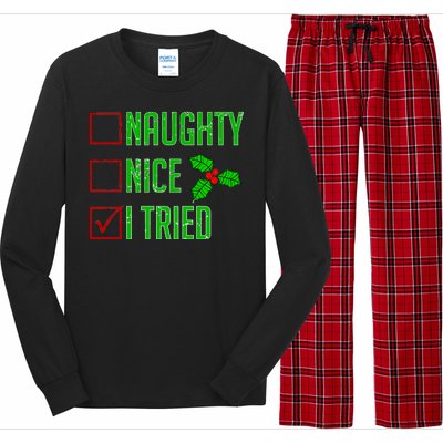 Naughty Nice I Tried Christmas Long Sleeve Pajama Set