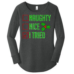 Naughty Nice I Tried Christmas Women's Perfect Tri Tunic Long Sleeve Shirt