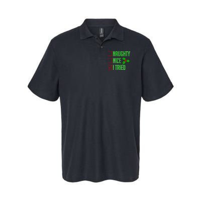 Naughty Nice I Tried Christmas Polo