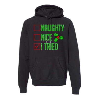 Naughty Nice I Tried Christmas Premium Hoodie