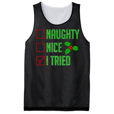 Naughty Nice I Tried Christmas Mesh Reversible Basketball Jersey Tank