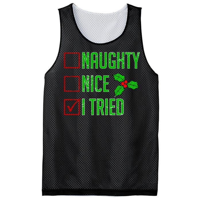 Naughty Nice I Tried Christmas Mesh Reversible Basketball Jersey Tank