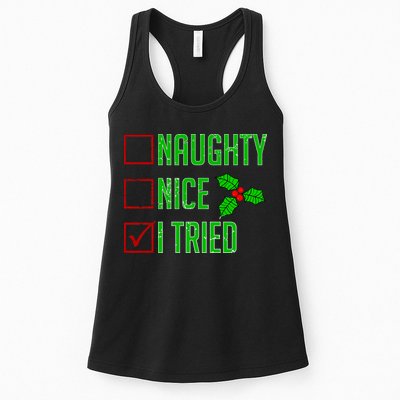 Naughty Nice I Tried Christmas Womens Tank Top