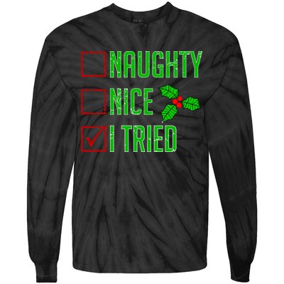 Naughty Nice I Tried Christmas Tie-Dye Long Sleeve Shirt