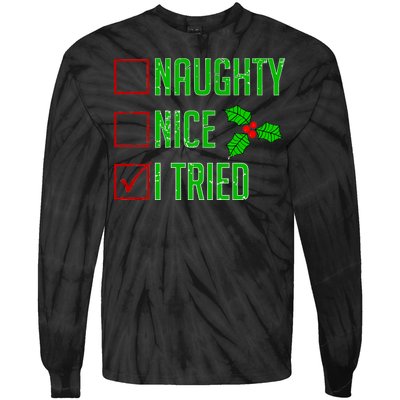 Naughty Nice I Tried Christmas Tie-Dye Long Sleeve Shirt