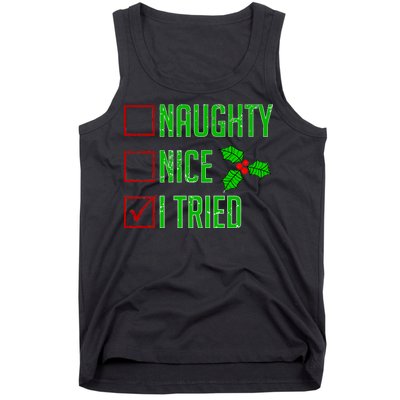 Naughty Nice I Tried Christmas Tank Top