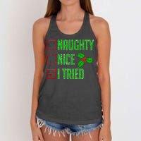 Naughty Nice I Tried Christmas Women's Knotted Racerback Tank