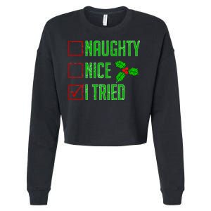 Naughty Nice I Tried Christmas Cropped Pullover Crew