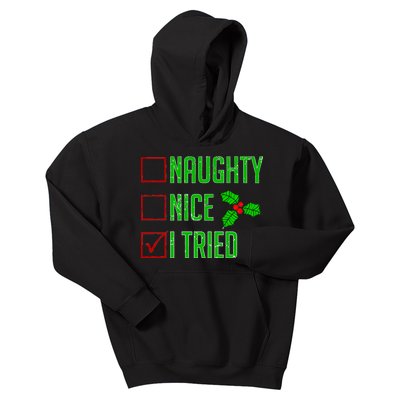 Naughty Nice I Tried Christmas Kids Hoodie