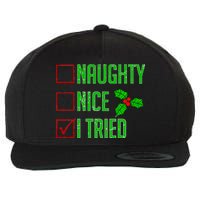 Naughty Nice I Tried Christmas Wool Snapback Cap