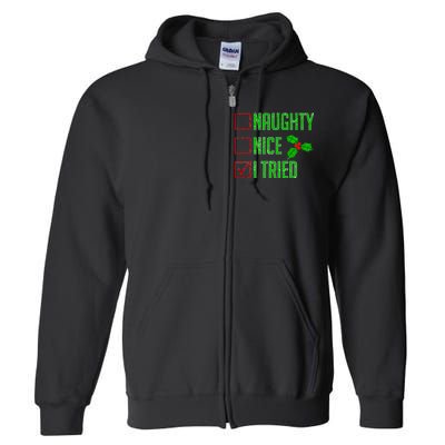 Naughty Nice I Tried Christmas Full Zip Hoodie