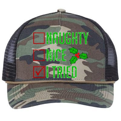 Naughty Nice I Tried Christmas Retro Rope Trucker Hat Cap