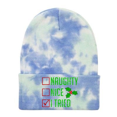 Naughty Nice I Tried Christmas Tie Dye 12in Knit Beanie