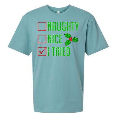 Naughty Nice I Tried Christmas Sueded Cloud Jersey T-Shirt