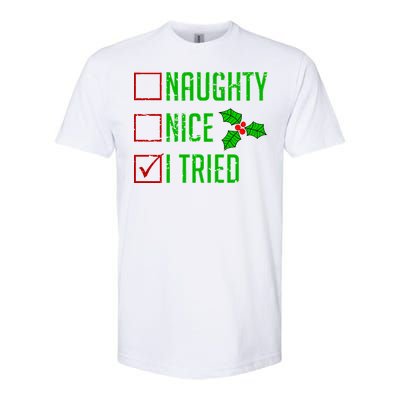 Naughty Nice I Tried Christmas Softstyle® CVC T-Shirt