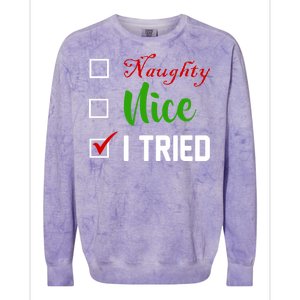 Naughty Nice I Tried Funny Xmas Colorblast Crewneck Sweatshirt