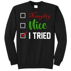 Naughty Nice I Tried Funny Xmas Sweatshirt